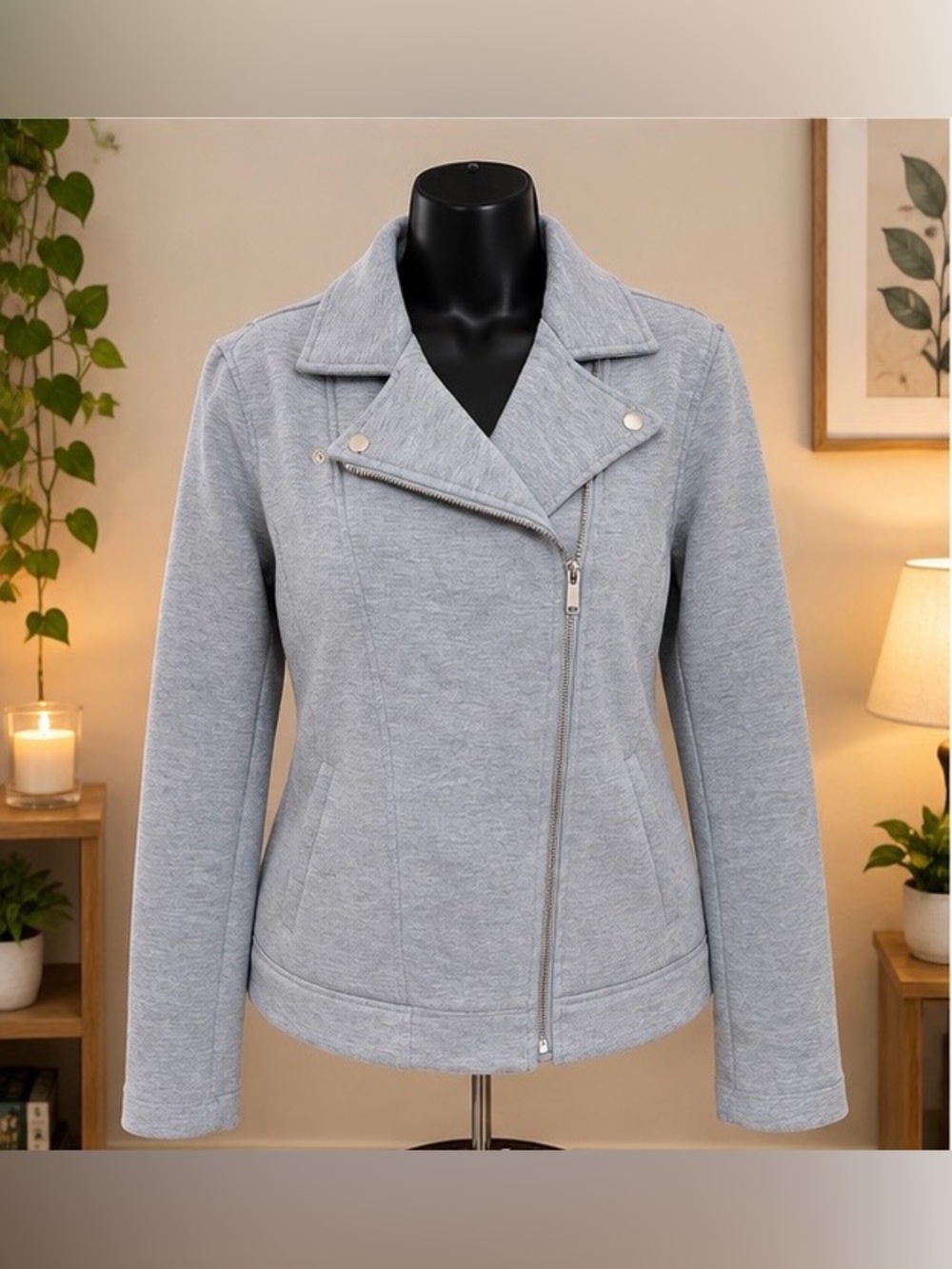 Light Gray Women's Asymmetrical Zip Jacket